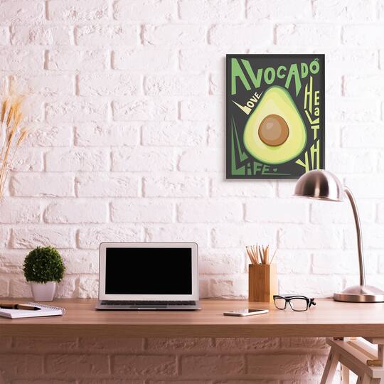 Stupell Industries Avocado Healthy Love Pop Wall Art in Black Frame